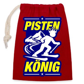 Pistes de ski de König - Sac cadeau en coton avec cordon (14 x 20 cm) - rouge - Devant