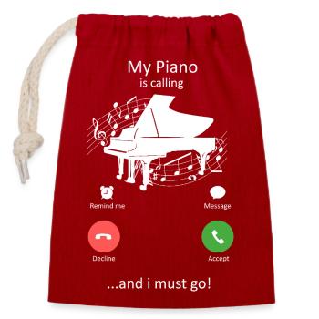 Ma routine de piano : Liste de Musique Parfaite - Sac cadeau en coton avec cordon (14 x 20 cm) - rouge - Devant