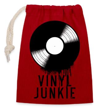 Vinyl Junkie Retro Record Distressed Graphic - Verschließbarer Geschenkbeutel aus Baumwolle (14x20cm) - Rot - Vorne