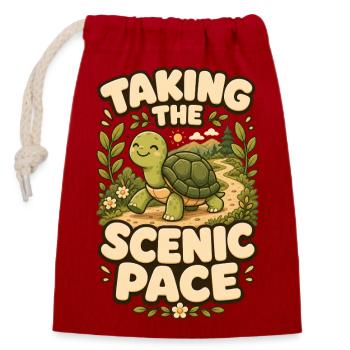 Taking The Scenic Pace Turtle - Closable cotton gift bag (14x20cm) - red - Front