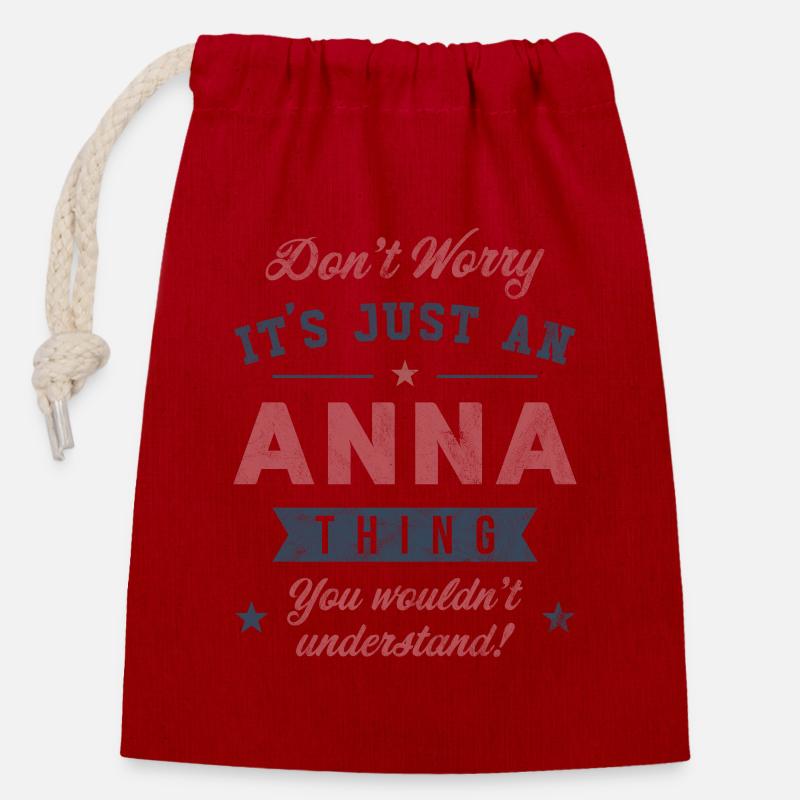 Es ist eine Anna-Sache - Verschließbarer Geschenkbeutel aus Baumwolle (14x20cm) - Rot