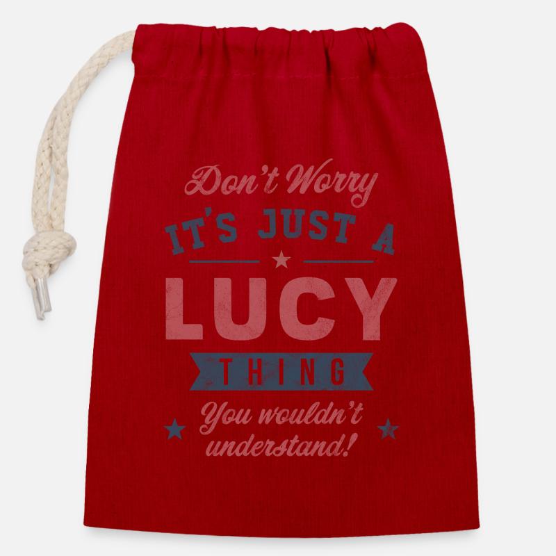 Es ist eine Lucy-Sache - Verschließbarer Geschenkbeutel aus Baumwolle (14x20cm) - Rot