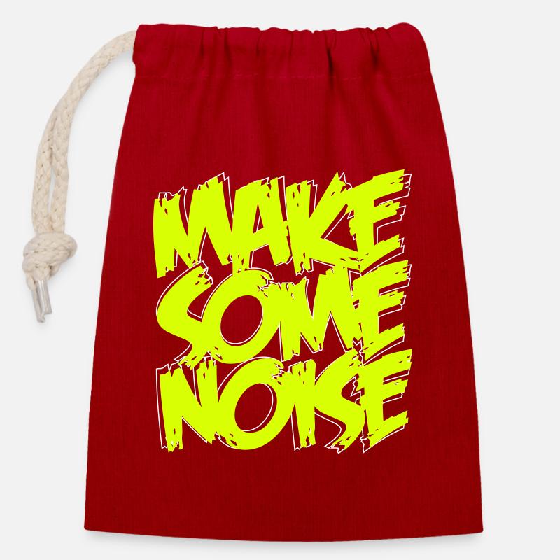 MAKE SOME NOISE - Verschließbarer Geschenkbeutel aus Baumwolle (14x20cm) - Rot