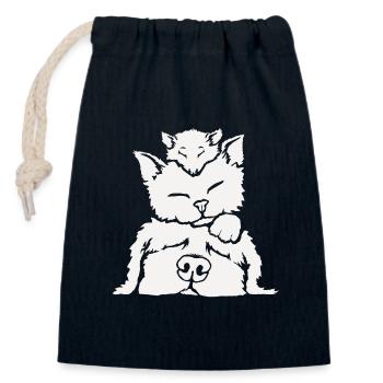 The mouse on the cat on the dog - Closable cotton gift bag (14x20cm) - navy - Front