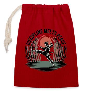 Discipline Meets Peace - Closable cotton gift bag (14x20cm) - red - Front