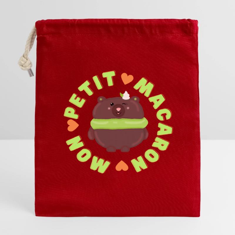 mon petit macaron bear Closable cotton gift bag (14x20cm)