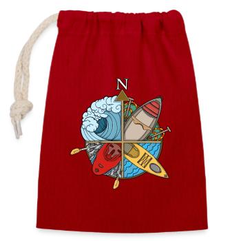 Paddling Compass - Closable cotton gift bag (14x20cm) - red - Front