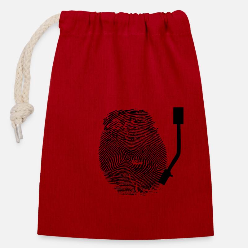 DJ Fingerprint - Closable cotton gift bag (14x20cm) - red