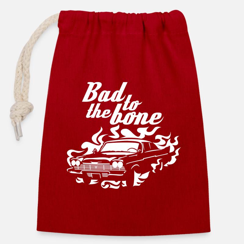 Bad to the bone - Closable cotton gift bag (14x20cm) - red