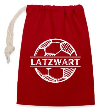 Latzwart- Baby Platzwart, Fußball, Junge, Mädchen - Verschließbarer Geschenkbeutel aus Baumwolle (14x20cm) - Rot - Vorne