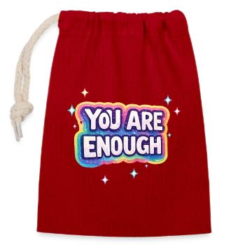 Tu es assez pour la lueur arc-en-ciel - Sac cadeau en coton avec cordon (14 x 20 cm) - rouge - Devant