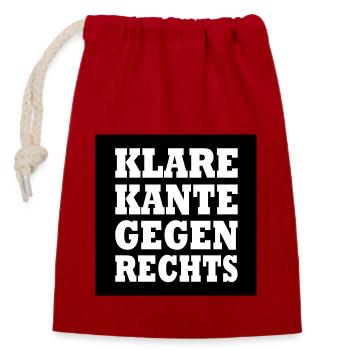klare kante gegen rechts - Verschließbarer Geschenkbeutel aus Baumwolle (14x20cm) - Rot - Vorne