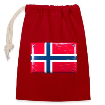 Norway Flag Flag Tin Sign Look - Closable cotton gift bag (14x20cm) - red - Front