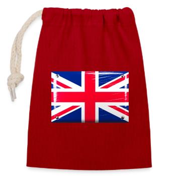 Great Britain Flag Flag Tin Sign Look - Closable cotton gift bag (14x20cm) - red - Front