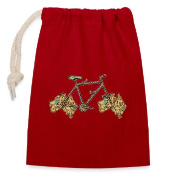 Australian Bike, Australian Map, Aussie Bicycle - Closable cotton gift bag (14x20cm) - red - Front