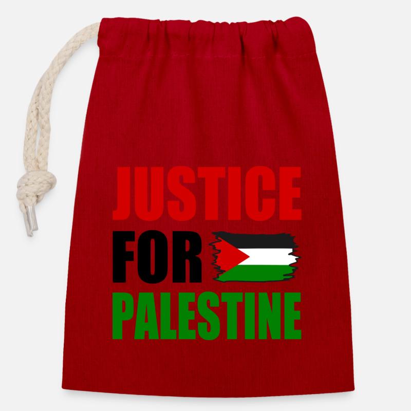 justice for palestine - Closable cotton gift bag (14x20cm) - red