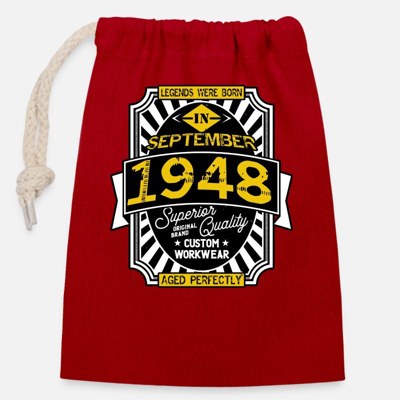 1948 SEPTEMBER - Closable cotton gift bag (14x20cm) - red