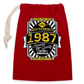 1987 SEPTEMBER - Closable cotton gift bag (14x20cm) - red - Front