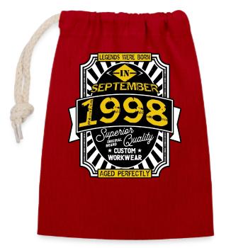 1998 SEPTEMBER - Closable cotton gift bag (14x20cm) - red - Front