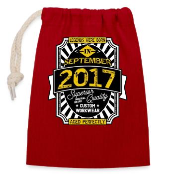 2017 SEPTEMBER - Closable cotton gift bag (14x20cm) - red - Front