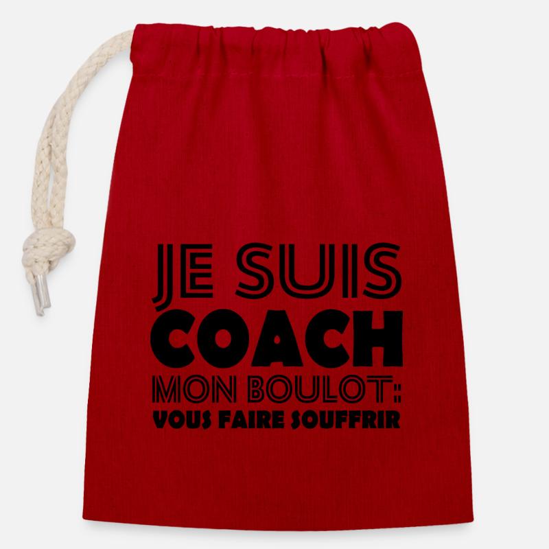 Je suis coach mon boulot vous faire souffrir - Sac cadeau en coton avec cordon (14 x 20 cm) - rouge