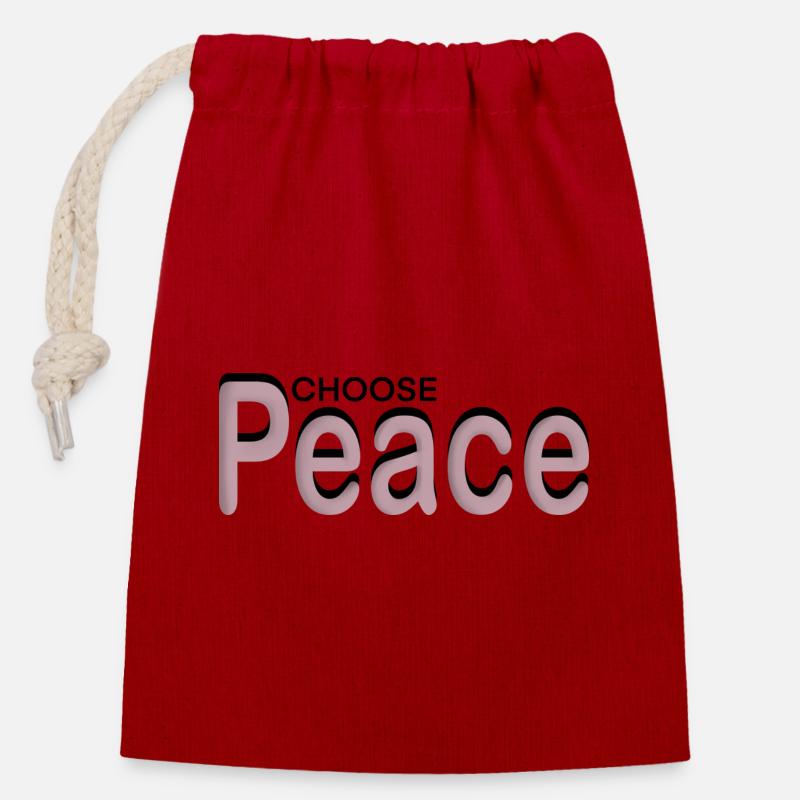Choose Peace - Verschließbarer Geschenkbeutel aus Baumwolle (14x20cm) - Rot