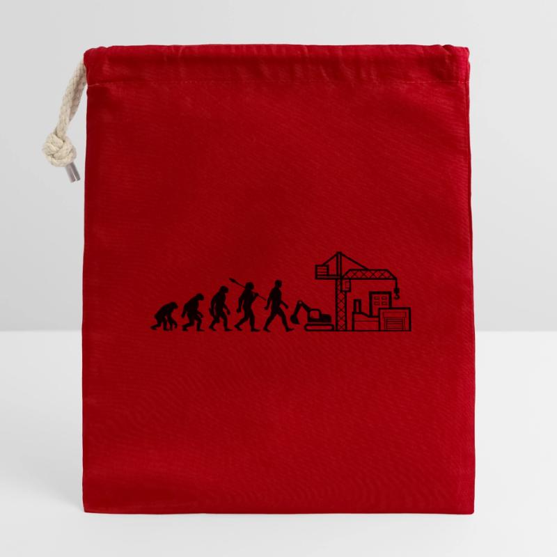 Evolution - Chantier de construction - Ouvrier de la construction Sac cadeau en coton avec cordon (14 x 20 cm)