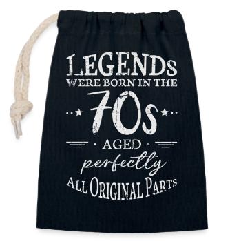Légendes des années 70 Dictons Motif Cadeau - Sac cadeau en coton avec cordon (14 x 20 cm) - bleu marine - Devant