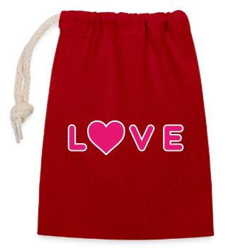 AIMEZ le design avec le cœur - Sac cadeau en coton avec cordon (14 x 20 cm) - rouge - Devant
