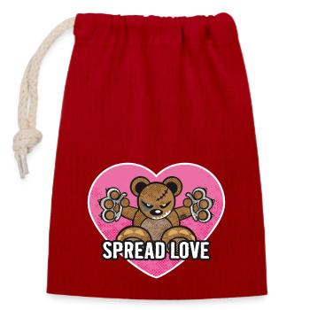 Teddy - Spread Love - Closable cotton gift bag (14x20cm) - red - Front