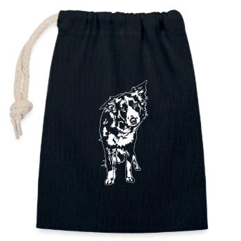Border Collie Herding Dog Dogs Dog Wilsigns - Closable cotton gift bag (14x20cm) - navy - Front