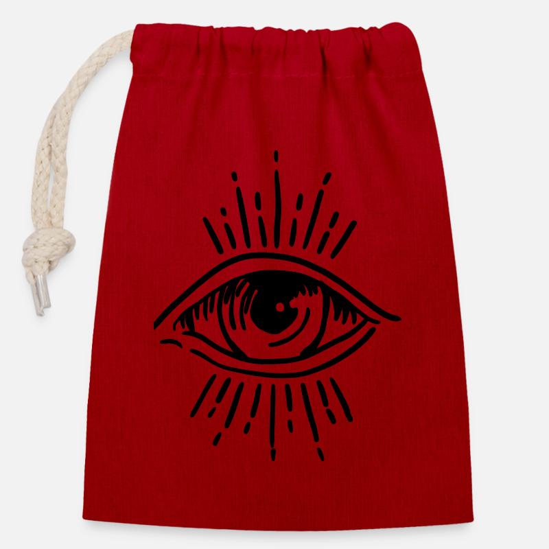 Eye - Closable cotton gift bag (14x20cm) - red
