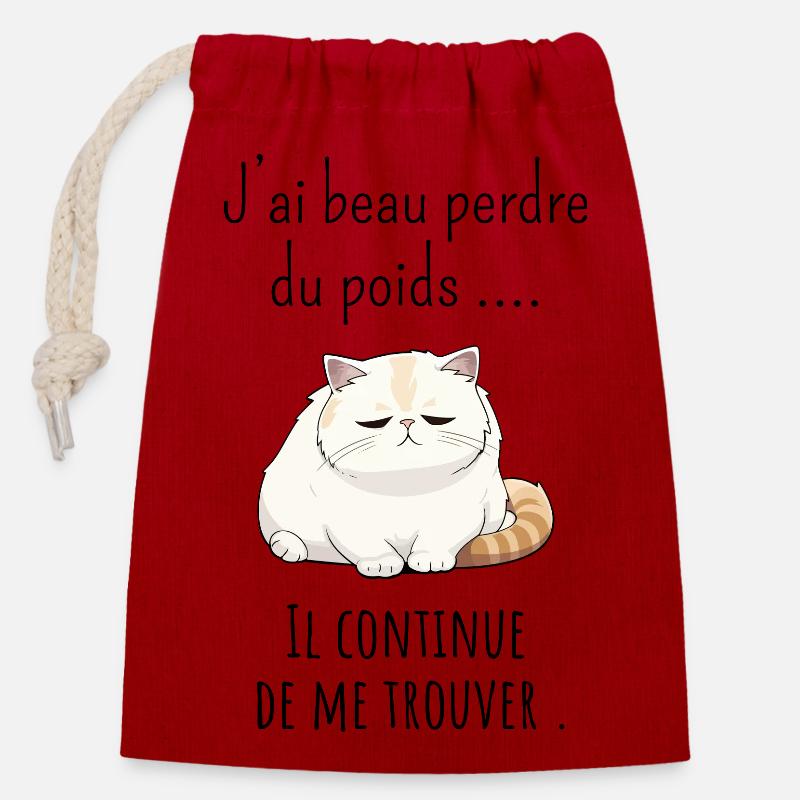 J’ai beau perdre poids il continue de me trouver - Sac cadeau en coton avec cordon (14 x 20 cm) - rouge
