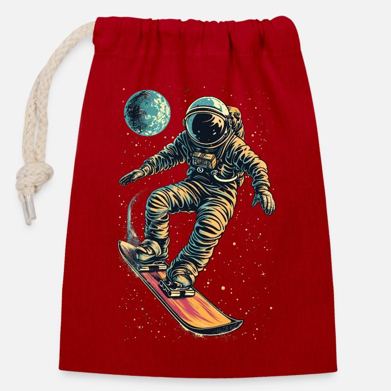 Zero Gravity Snowboarden - Verschließbarer Geschenkbeutel aus Baumwolle (14x20cm) - Rot