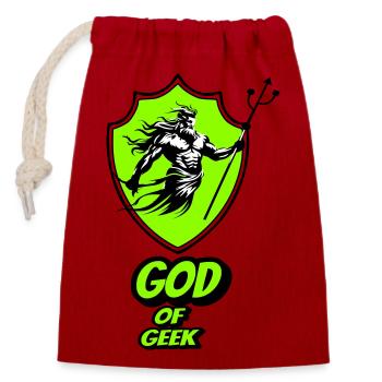 Gott des Geeks - Verschließbarer Geschenkbeutel aus Baumwolle (14x20cm) - Rot - Vorne