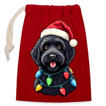 Labradoodle Weihnachtsmann T-Shirt - Verschließbarer Geschenkbeutel aus Baumwolle (14x20cm) - Rot - Vorne