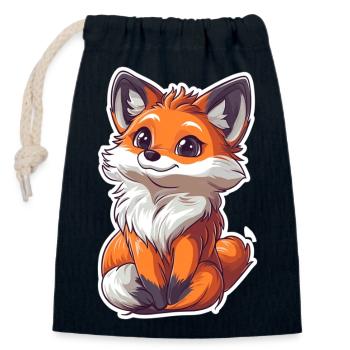 Fuchs - Verschließbarer Geschenkbeutel aus Baumwolle (14x20cm) - Navy - Vorne