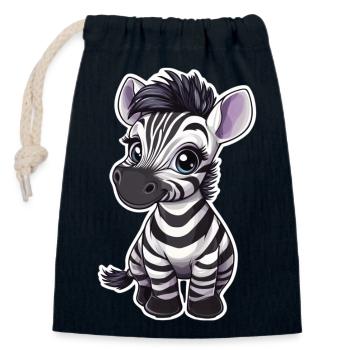 Zèbre - Sac cadeau en coton avec cordon (14 x 20 cm) - bleu marine - Devant