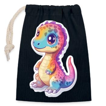 Dinosaure - Sac cadeau en coton avec cordon (14 x 20 cm) - bleu marine - Devant