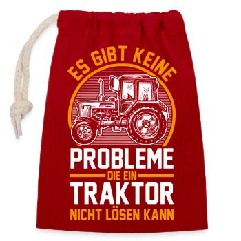 Tractor Farmer Farmer Tractor Driver Tractor - Closable cotton gift bag (14x20cm) - red - Front
