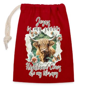 Cattle Christian des Highlands - Sac cadeau en coton avec cordon (14 x 20 cm) - rouge - Devant