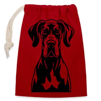 Dogge Frontal  - Verschließbarer Geschenkbeutel aus Baumwolle (14x20cm) - Rot - Vorne
