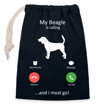 Écran téléphonique du Beagle appelant le chien drôle - Sac cadeau en coton avec cordon (14 x 20 cm) - bleu marine - Devant