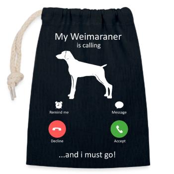 Weimaraner appelle le téléphone de l’amant du chien drôle - Sac cadeau en coton avec cordon (14 x 20 cm) - bleu marine - Devant