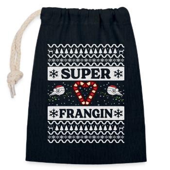 Super Frangin Pull Moche De Noël Frère - Sac cadeau en coton avec cordon (14 x 20 cm) - bleu marine - Devant