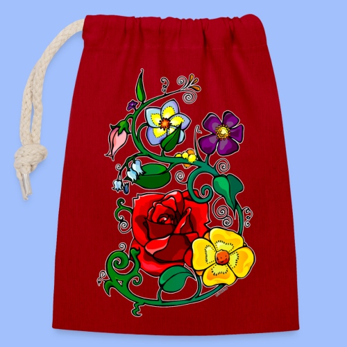 Flowers - Sac cadeau en coton avec cordon (14 x 20 cm)