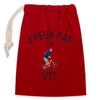 J Peux Pas J Ai Vtt - Sac cadeau en coton avec cordon (14 x 20 cm) - rouge - Devant