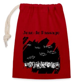 Jean de Passage - Sac cadeau en coton avec cordon (14 x 20 cm) - rouge - Devant