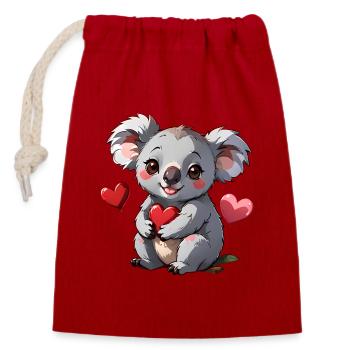 Verschenke diesen süßen Koala zum Valentinstag - Verschließbarer Geschenkbeutel aus Baumwolle (14x20cm) - Rot - Vorne