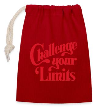 Challenge your Limits - Designed by KissingLetters - Closable cotton gift bag (14x20cm) - red - Front
